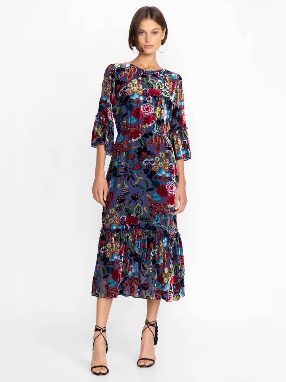 Johnny Was Minto Burnout Silk Velvet Tanya Dress XS